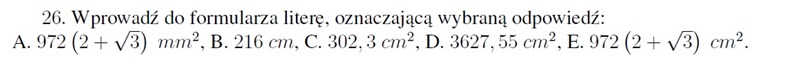 Fragment karty odpowiedzi dla zadania nr 26 z 1 etapu I edycji (2013/2014) Konkursu Matematyczne Preteksty